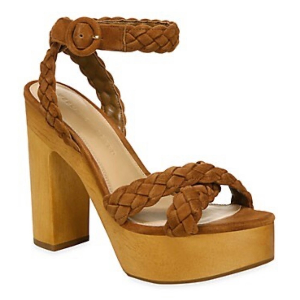 Veronica Beard Gael Suede Braided Ankle-Strap Platform Sandals - Picture 5 of 5